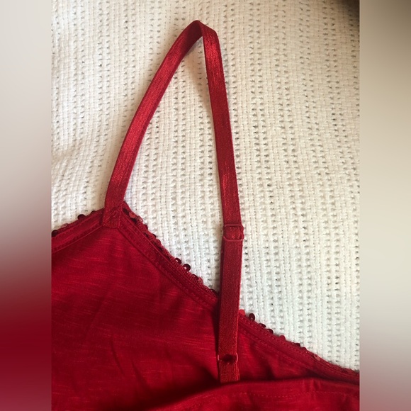 Lane Bryant Red Sequin Cami Tank Spaghetti Adjustable Straps Ruched Bust 22/24 - Picture 6 of 10